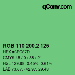 カラーコード: RGB 110 200.2 125 | qconv.com