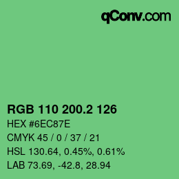カラーコード: RGB 110 200.2 126 | qconv.com
