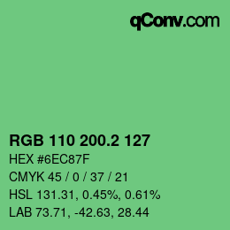 カラーコード: RGB 110 200.2 127 | qconv.com