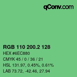 カラーコード: RGB 110 200.2 128 | qconv.com