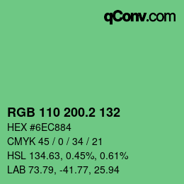 カラーコード: RGB 110 200.2 132 | qconv.com
