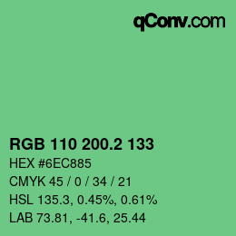 カラーコード: RGB 110 200.2 133 | qconv.com