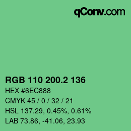 カラーコード: RGB 110 200.2 136 | qconv.com