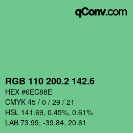 カラーコード: RGB 110 200.2 142.6 | qconv.com
