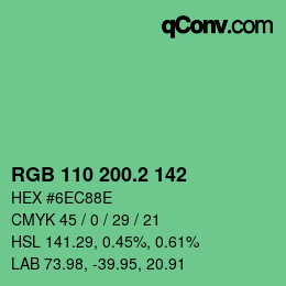 カラーコード: RGB 110 200.2 142 | qconv.com
