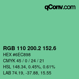 カラーコード: RGB 110 200.2 152.6 | qconv.com