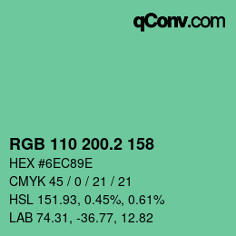 カラーコード: RGB 110 200.2 158 | qconv.com