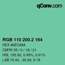 カラーコード: RGB 110 200.2 164 | qconv.com
