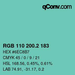 Color code: RGB 110 200.2 183 | qconv.com
