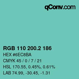 カラーコード: RGB 110 200.2 186 | qconv.com