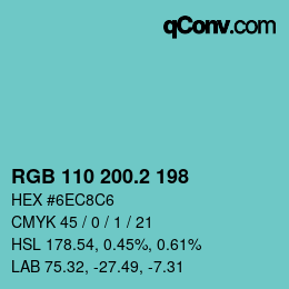 Color code: RGB 110 200.2 198 | qconv.com