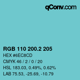 カラーコード: RGB 110 200.2 205 | qconv.com