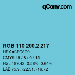 カラーコード: RGB 110 200.2 217 | qconv.com