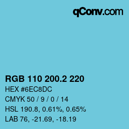 カラーコード: RGB 110 200.2 220 | qconv.com
