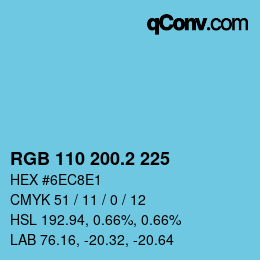 カラーコード: RGB 110 200.2 225 | qconv.com
