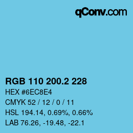カラーコード: RGB 110 200.2 228 | qconv.com