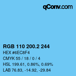 カラーコード: RGB 110 200.2 244 | qconv.com