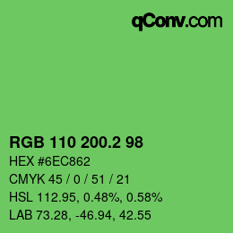 カラーコード: RGB 110 200.2 98 | qconv.com