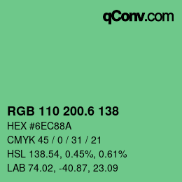 カラーコード: RGB 110 200.6 138 | qconv.com