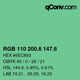 カラーコード: RGB 110 200.6 147.6 | qconv.com
