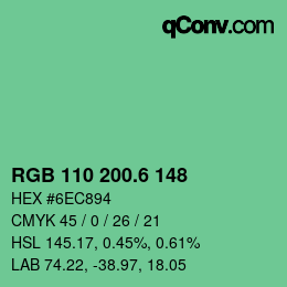 カラーコード: RGB 110 200.6 148 | qconv.com