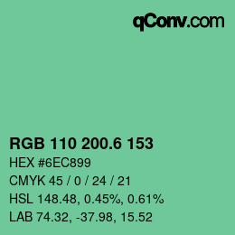 カラーコード: RGB 110 200.6 153 | qconv.com