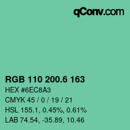 カラーコード: RGB 110 200.6 163 | qconv.com
