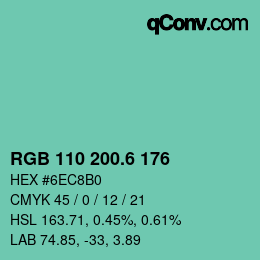 カラーコード: RGB 110 200.6 176 | qconv.com