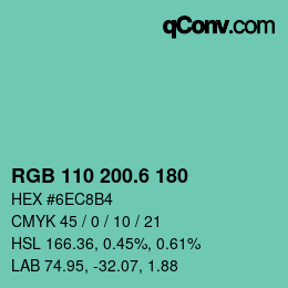 カラーコード: RGB 110 200.6 180 | qconv.com