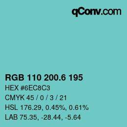 カラーコード: RGB 110 200.6 195 | qconv.com