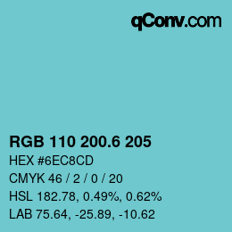 カラーコード: RGB 110 200.6 205 | qconv.com