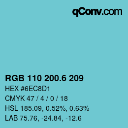 カラーコード: RGB 110 200.6 209 | qconv.com
