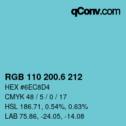 カラーコード: RGB 110 200.6 212 | qconv.com