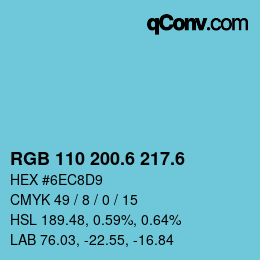 カラーコード: RGB 110 200.6 217.6 | qconv.com