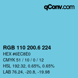 カラーコード: RGB 110 200.6 224 | qconv.com