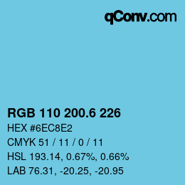 カラーコード: RGB 110 200.6 226 | qconv.com