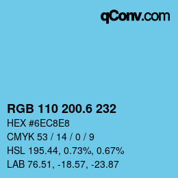 カラーコード: RGB 110 200.6 232 | qconv.com
