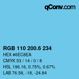 カラーコード: RGB 110 200.6 234 | qconv.com