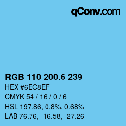 カラーコード: RGB 110 200.6 239 | qconv.com