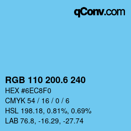 カラーコード: RGB 110 200.6 240 | qconv.com