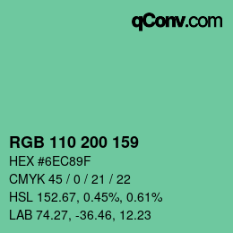 Color code: RGB 110 200 159 | qconv.com