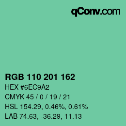 Color code: RGB 110 201 162 | qconv.com