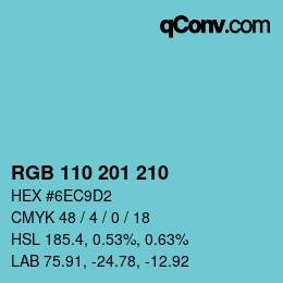 Color code: RGB 110 201 210 | qconv.com
