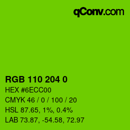 Color code: RGB 110 204 0 | qconv.com