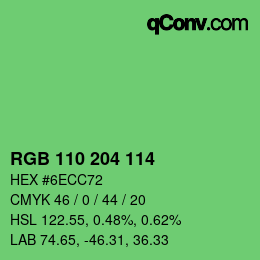 Color code: RGB 110 204 114 | qconv.com