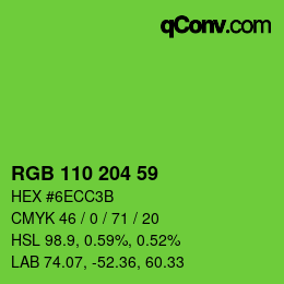 カラーコード: RGB 110 204 59 | qconv.com