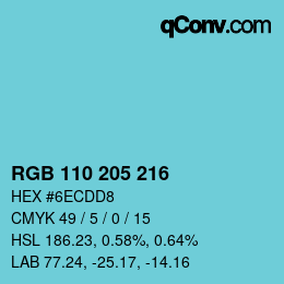 Color code: RGB 110 205 216 | qconv.com