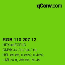 カラーコード: RGB 110 207 12 | qconv.com