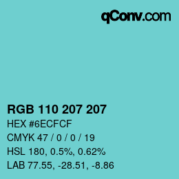 颜色代码: RGB 110 207 207 | qconv.com
