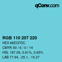 Color code: RGB 110 207 220 | qconv.com